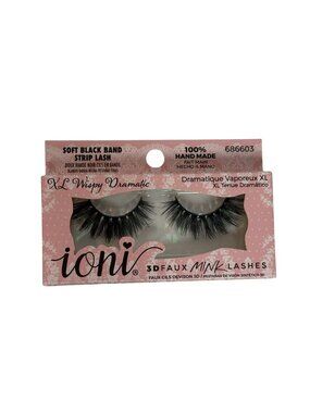 Ioni XL Wispy Dramatic 3D Faux Mink Lashes Black Band Handmade